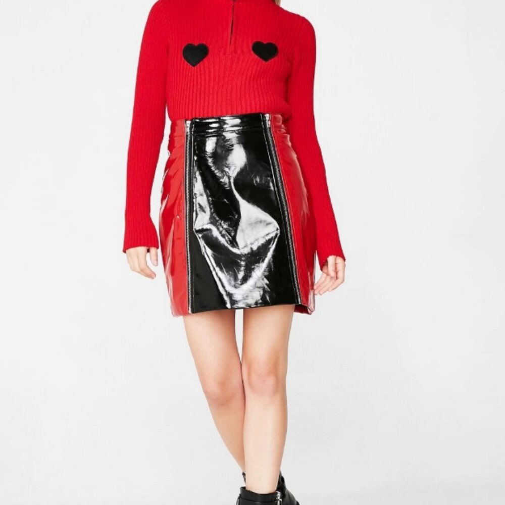 Lazy Oaf Red And Black Colorblock Panel Zipper Fa… - image 2
